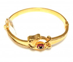 22K Gold Designer Bangle Bracelet with Rubies & Sapphire - 5
