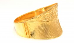 22K Gold Double Different Patterned Bangle Bracelet - Nusrettaki (1)