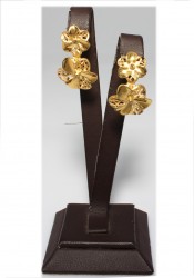22K Gold Double Flower Drop Earrings - Nusrettaki (1)