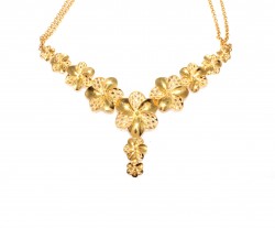 22K Gold Double Flower Necklace - Nusrettaki