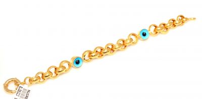 22K Gold Evil Eye Bracelet - 1