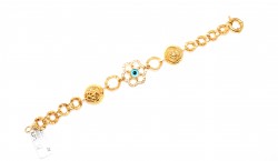 22K Gold Evil Eye Bracelet with Daisy Chain - Nusrettaki