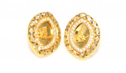 22K Gold Eye Shaped Ottoman Signature Earrings - Nusrettaki