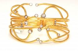 22K Gold Fanciful Criss Cross Bangle Bracelet - 1