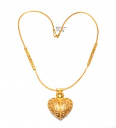 22K Gold Filigre Heart Necklace - Nusrettaki