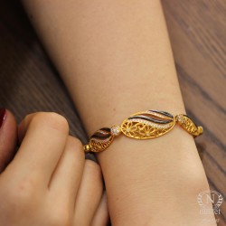 22K Gold Filigree Almond Style Bracelet - Nusrettaki