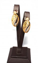 22K Gold Filigree Almond Style Drop Earrings - 1