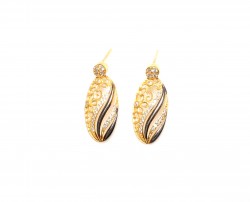 22K Gold Filigree Almond Style Drop Earrings - Nusrettaki (1)