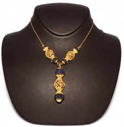 22K Gold Filigree Necklace with Sapphire - Nusrettaki (1)