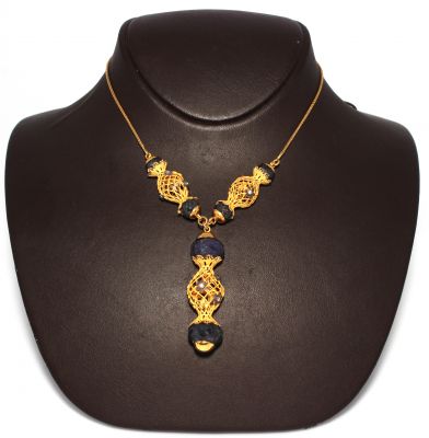 22K Gold Filigree Necklace with Sapphire - 2