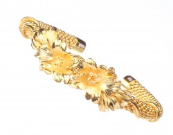 22K Gold Flowers Jessica Beaded Chain Bangle Bracelet - Nusrettaki (1)