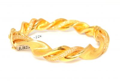 22K Gold Fusilli Bangle Bracelet - 1