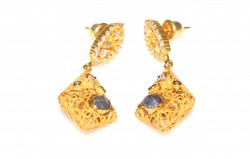 22K Gold Fusion Earrings with Sapphire - 3