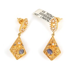 22K Gold Fusion Earrings with Sapphire - Nusrettaki
