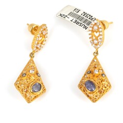 22K Gold Fusion Earrings with Sapphire - 5