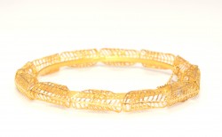 22K Gold Fusion Filigree Patterned Bangle Bracelet - 4