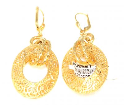 22K Gold Fusion Hoop Dangle Earrings - 1