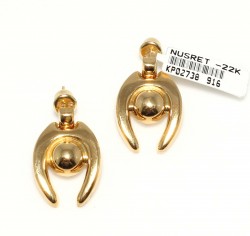 22K Gold Gazelle Eye Model Earrings - 2