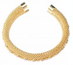 22K Gold Gemstoned Jessica Beaded Chain Cuff Bracelet - 2