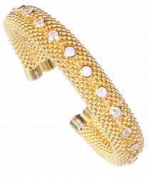 22K Gold Gemstoned Jessica Beaded Chain Cuff Bracelet - Nusrettaki