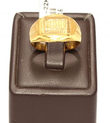 22K Gold Hand-carved Men's Ring - 8
