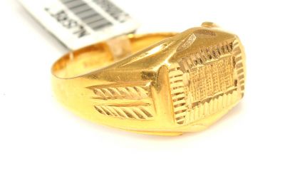 22K Gold Hand-carved Men's Ring - 3