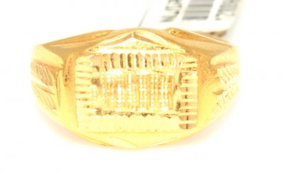 22K Gold Hand-carved Men's Ring - 7
