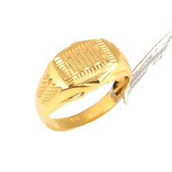 22K Gold Hand-carved Men's Ring - 1