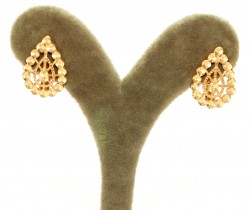 22K Gold Hand Carved Teardrop Earrings - Nusrettaki (1)
