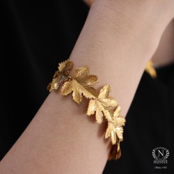 22K Gold Handcrafted Grape Leaf Bracelet - 1