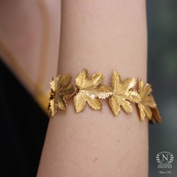 22K Gold Handcrafted Grape Leaf Bracelet - 3