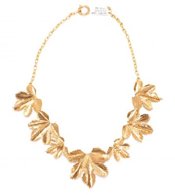 22K Gold Handcrafted Grape Leaf Necklaces - 1