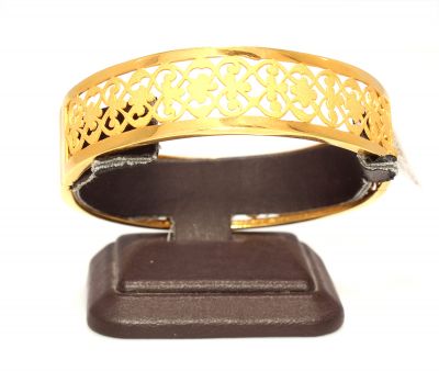 22K Gold Hawaiian Cut Out Flower Bangle Bracelet - 5