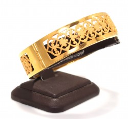 22K Gold Hawaiian Cut Out Flower Bangle Bracelet - 6