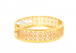 22K Gold Hawaiian Cut Out Flower Bangle Bracelet - 4