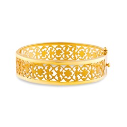 22K Gold Hawaiian Cut Out Flower Bangle Bracelet - 3