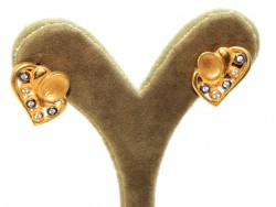 22K Gold Heart Model Casting Stud Earrings - 2