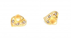 22K Gold Heart Model Casting Stud Earrings - 1