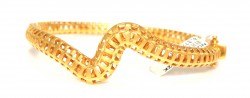22K Gold Heart Pulses Bangle Bracelet - 1