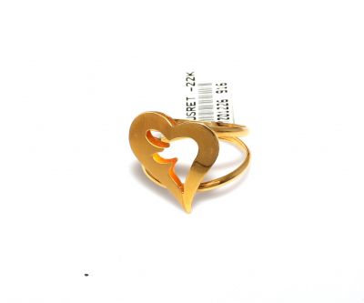 22K Gold Heart Shaped Ring - 4