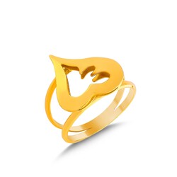 22K Gold Heart Shaped Ring - 3