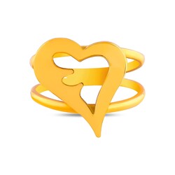 22K Gold Heart Shaped Ring - 2