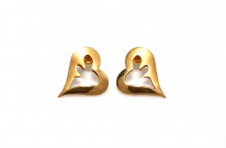 22K Gold Heart Shaped Stud Earrings - Nusrettaki