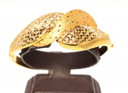 22K Gold Hinged Bangle Bracelet, Lozenge Patterned - 3
