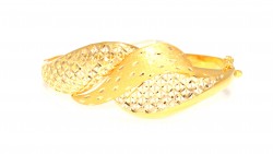 22K Gold Hinged Bangle Bracelet, Lozenge Patterned - Nusrettaki