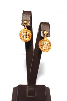 22K Gold Hollow Ball Dangle Earrings - 2