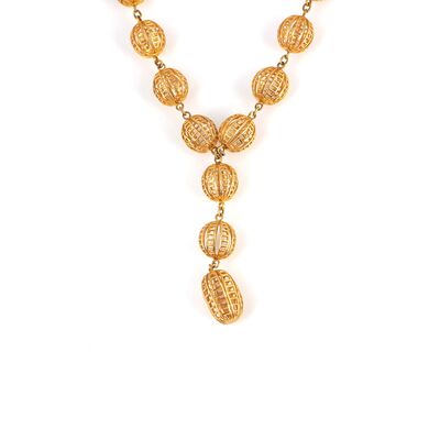 22K Gold Hollow Ball Necklace - 2