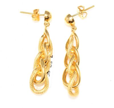 22K Gold Hollow Chain Earrings - 1