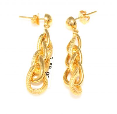22K Gold Hollow Chain Earrings - 3