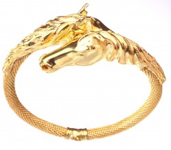 22K Gold Horse Head Jessica Beaded Chain Bracelet - 3